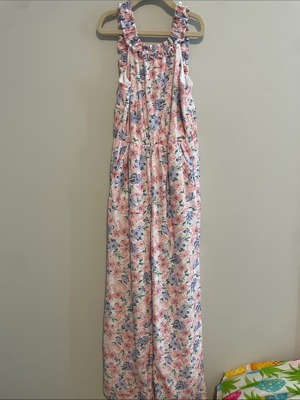 Tahari Pink Floral Ruffle-Strap Maxi Dress